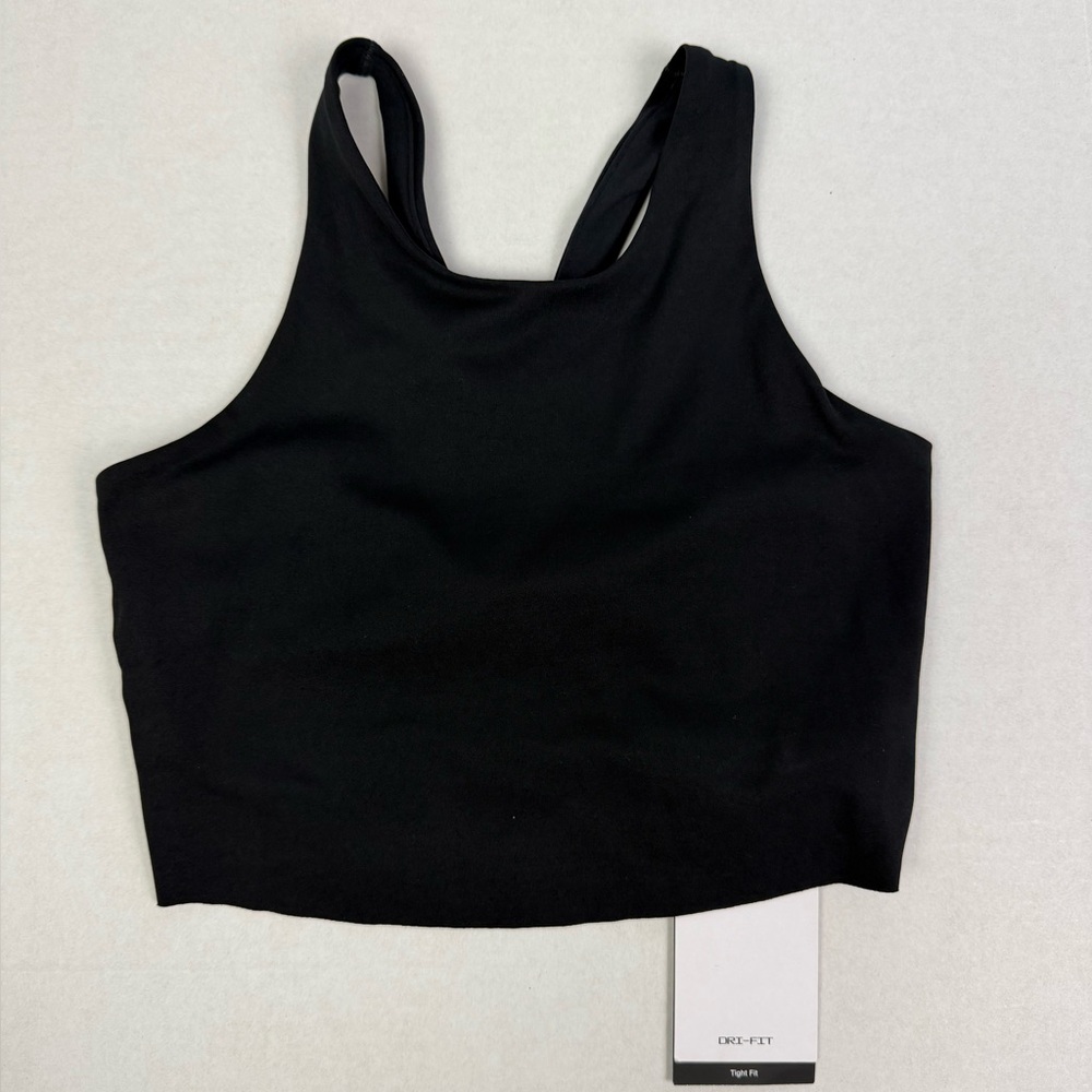 NWT‎ Nike Dri-FIT Yoga Crop Top Black XS Tight Fit